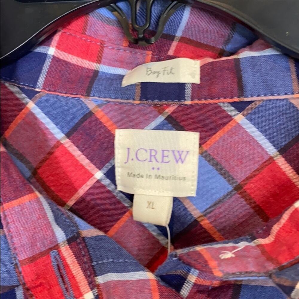 J Crew Factory Plaid Long Sleeve Boy Fit Shirt - Picture 5 of 13